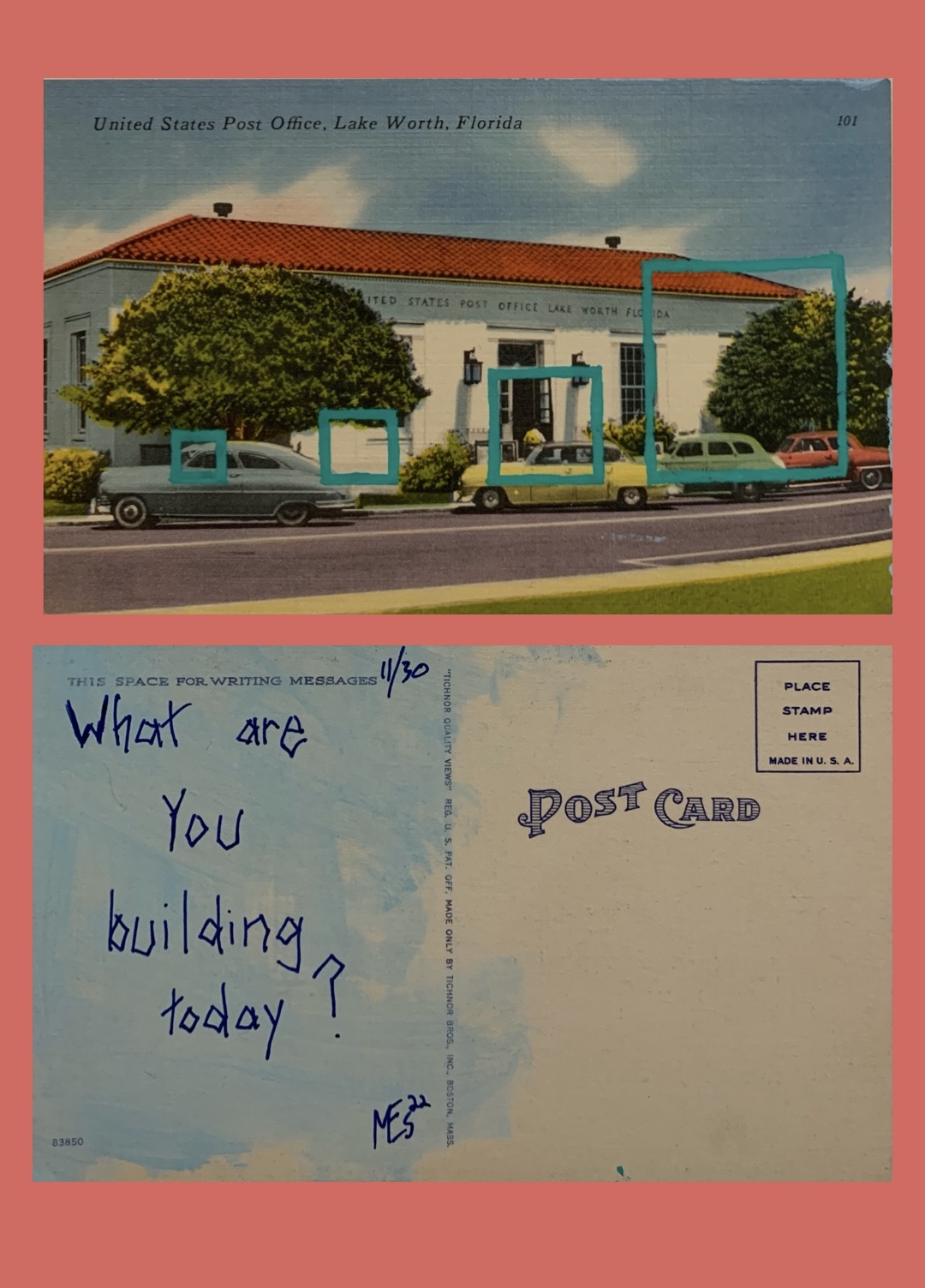 postcard art building today