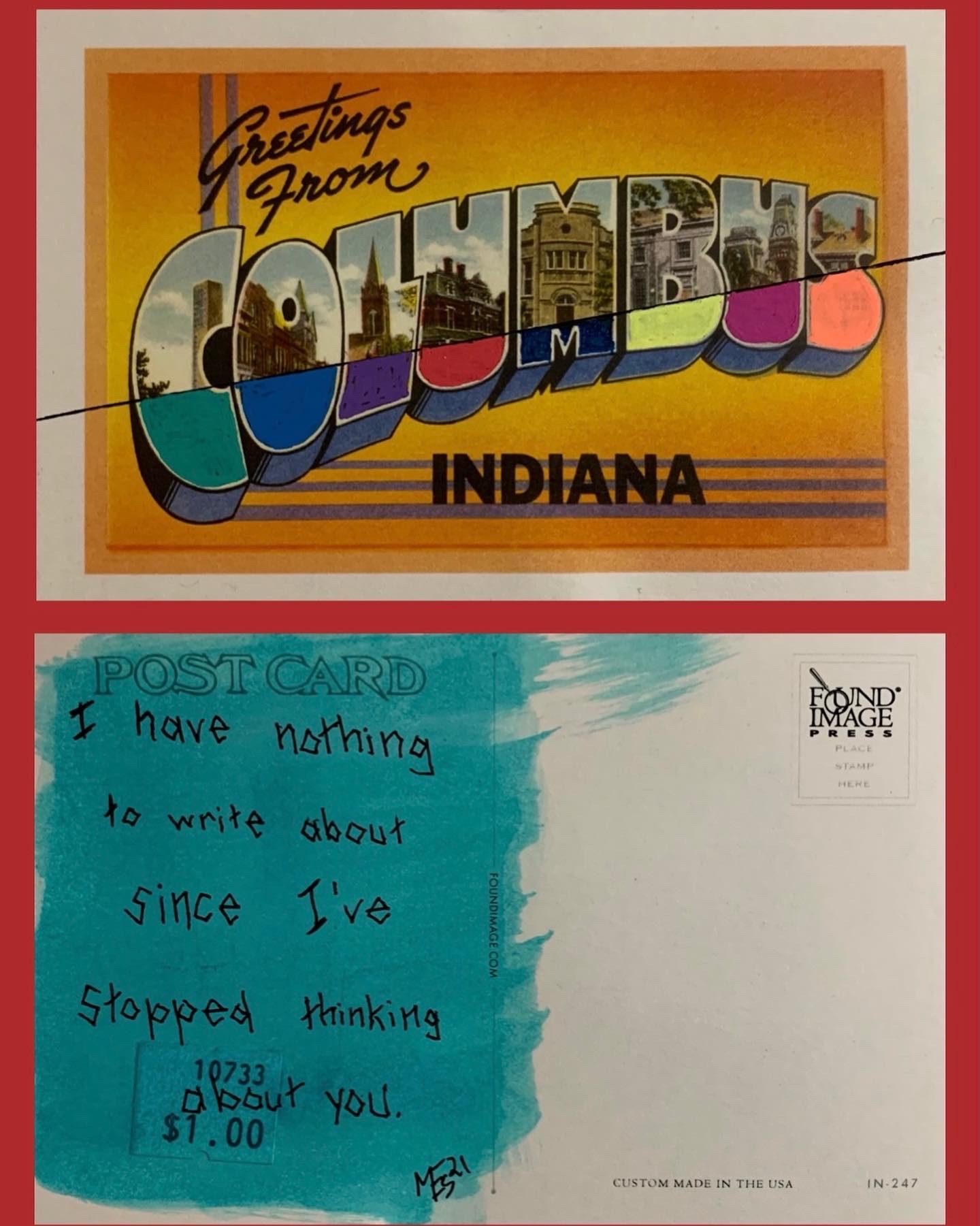 postcard art columbus indiana