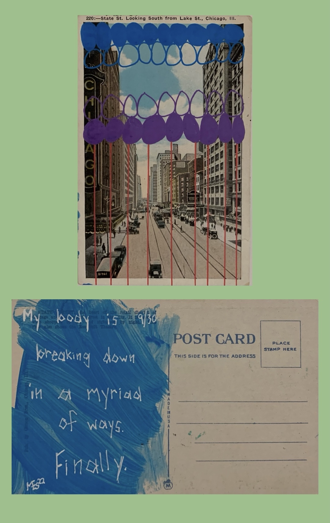 postcard art my body is breakingdown