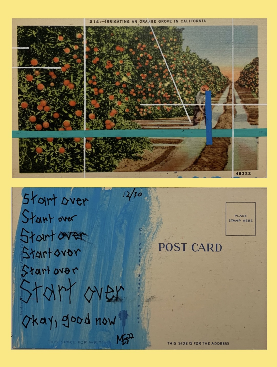 postcard art start over