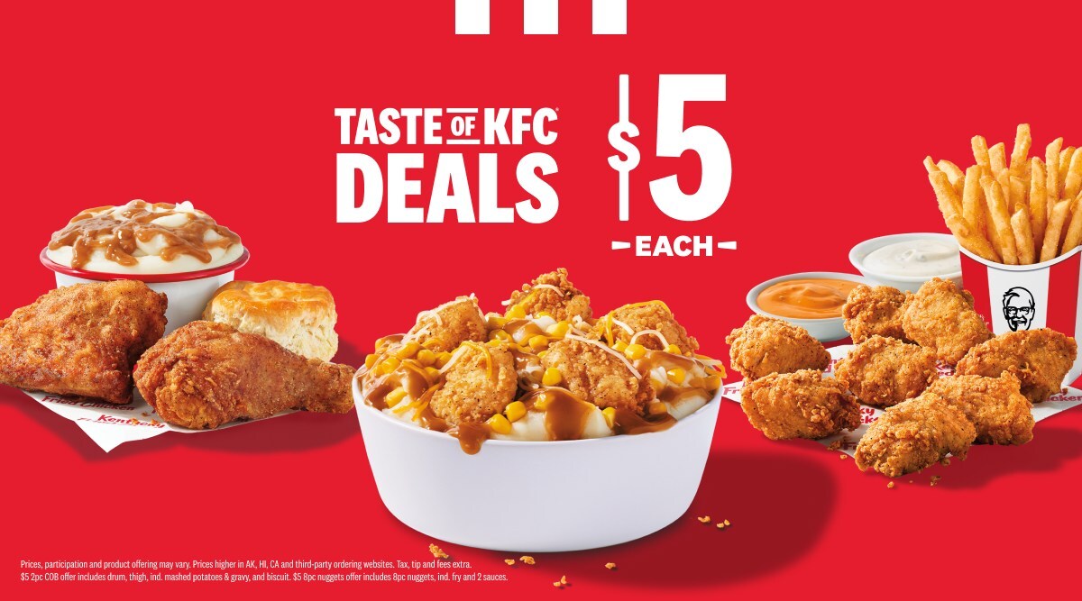 kfc taste of kfc deals five dollars red with three chicken meals show