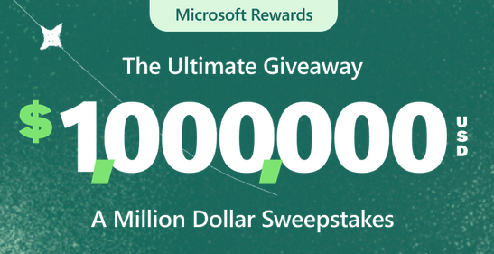 promo image of microsoft rewards million dollar give away