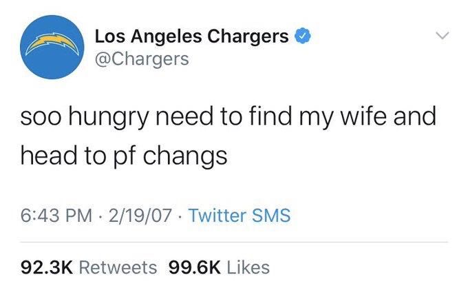 the la chargers pf changs tweet from 2007