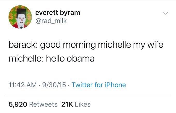 tweet from rad_milk barack and michelle and barack calls michelle obama